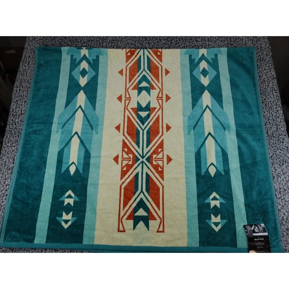 Eighth Generation Beach Towel Unisex 40x70 Teal NWT Sarah Agaton Howes Geometric